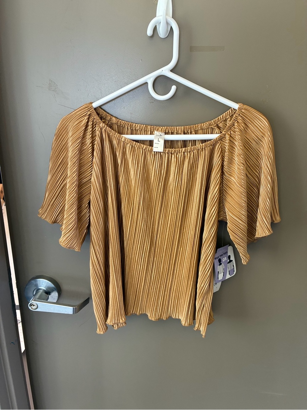 Pleated Off-Shoulder Top in Mustard